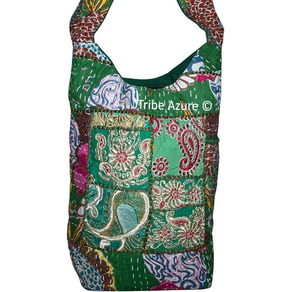 EUC Tribe Azure Handmade Embroidered Hobo Floral Boho Shoulder Bag Handmade - Picture 9 of 12